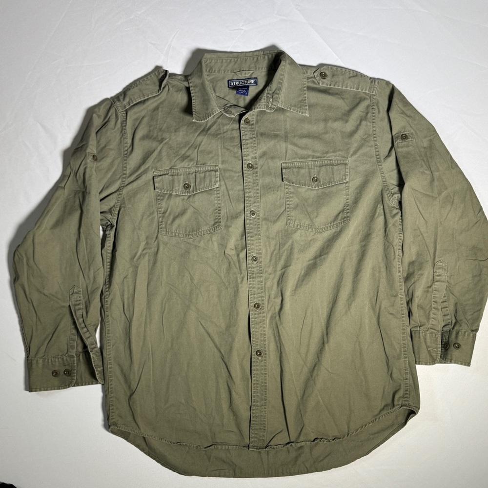 Structure Olive Casual Button Down Shirt